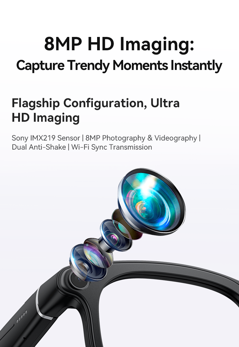 [Valentine's Day Gift] Smart Camera Glasses, 800MP Photochromic Lenses, 160+ Languages Real-time Translation, AI Voice Assistant, First-Ever Temple Battery Indicator, Charging Case with Battery Display, Anti-Shake Shooting, Emergency Charging