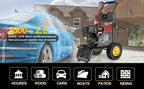 BLUBERY 3500 PSI Cold Water Gas Pressure Washer, 2.6 GPM Pressure Washer, 30Ft Pressure Hose, Black, Without Battery