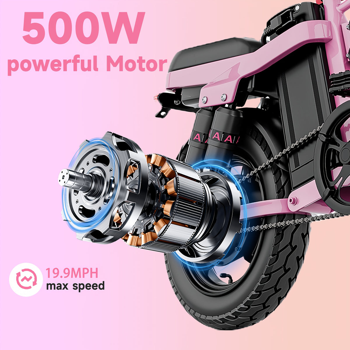 [Hisent New Upgraded Foldable Electric Bike]Rated Power: 500W, 48V 10AH-17.5AHLithium Battery, Range: 12-35 Miles (optional); Speed: 19.9 Miles Per Hour; 14-inch Tires, Available In Basic And Shock-absorbing Models; Suitable for Commuting