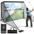 Cozerex 10X7Ft Golf Hitting Net Featuring a Sturdy Steel Frame, This Spacious Golf Driving Net Includes Side Nets to Catch Stray Balls, And Comes with a Simulator Cloth to Enhance Your Skills, Suitable for Backyard, Indoor, And Outdoor Use
