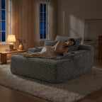Extra-Large Boneless Sofa Chaise Lounge, with Cup Holder And Side Pockets, Living Room Sofa Chair Bed, Compressible High-Rebound Foldable Recliner, Supportive Pocket Spring System And High-Density Foam Padding, Non-Sinking Convertible Lounge Bed