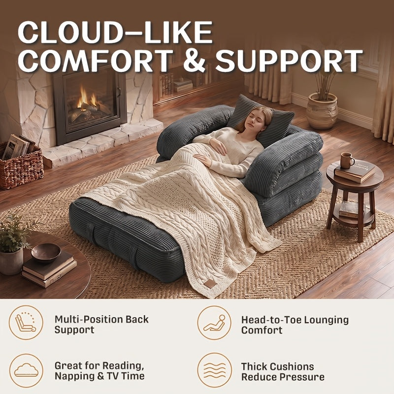 Black Friday Special | Locally Shipped 3-in-1 Compression Folding Sofa Bed, Single Convertible Chair Bed with Backrest & Multi-functional Lounge Chair, Suitable for Apartment Bedrooms, Living Rooms, Guest Rooms for Napping, and Reading, an Ideal Gift