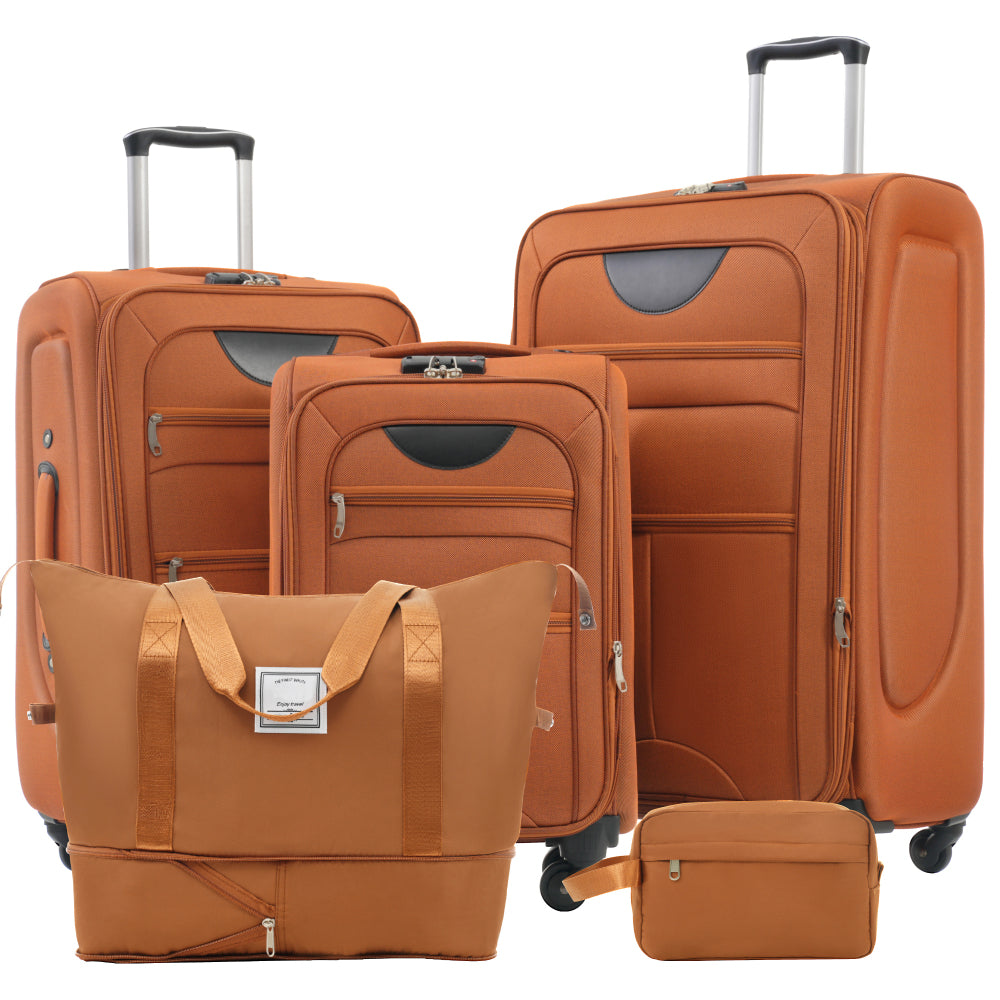 Suitcase Set Softside 3pcs Expandable Luggage with TSA Lock Spinner Wheels Lightweight Upright Luggage with Travel Bag, 22/ 26/ 30 IN