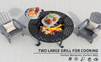 43 Inch Fire Pit with 2 Grills, Outdoor Wood Burning Firepit with Lid, Metal Round Table for Backyard Patio Garden Picnic Camping Bonfire