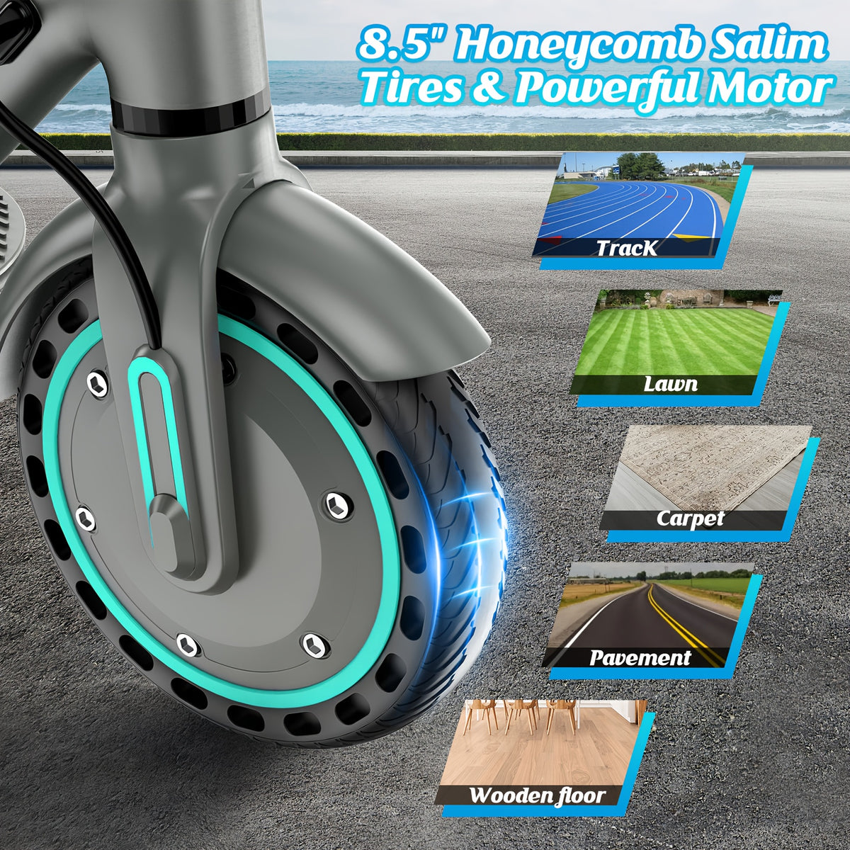 Foldable Adult Electric Scooter, 350W Motor, 8.5 Inch Solid Tires, 15-20 Miles Long Range, Dual Braking LED Display Commuter E Scooter