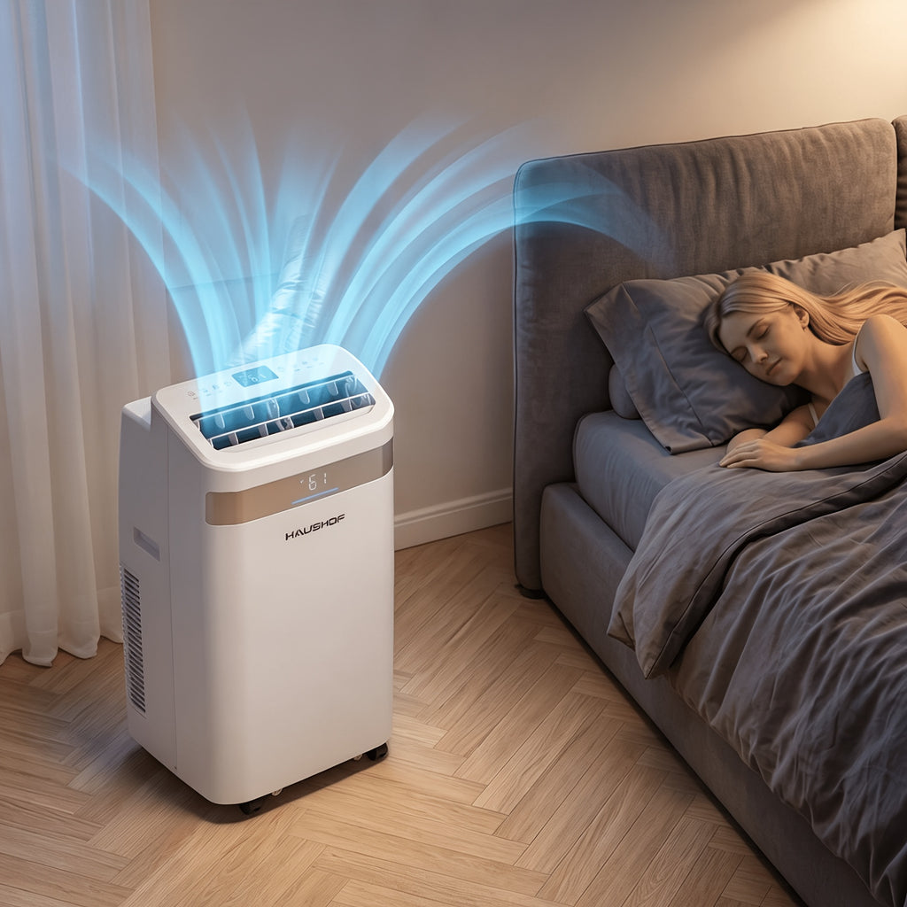 12000/14000 BTU Portable Air Conditioner, 4-In-1 Compact AC Unit for Home/Office, Cooling, Fan, Dry & Sleep Mode, AC with Auto Swing, Remote Control & Window Kit Included
