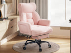 Big Tall Office Chair, Flip Armrests For Pets & Cross Legged Sitting, Adjustable Back & Footrest, Comfortable Fabric Executive Ergonomic Chair For Office, Study, Meeting Room, Pink, White, Black, Grey