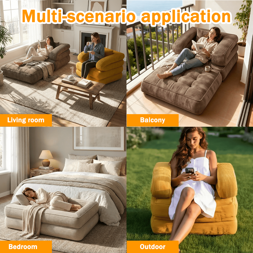 Black Friday Deal, Local Warehouse Ship 3-in-1 Compression Fold Sofa Bed, Single Convertible Chair Bed W/ Backrest & Pillow, Multi-Functional Lounge for Living Room Bedroom Apartment, for Napping, Overnight Guests, Reading & Relax, Great Gift Option