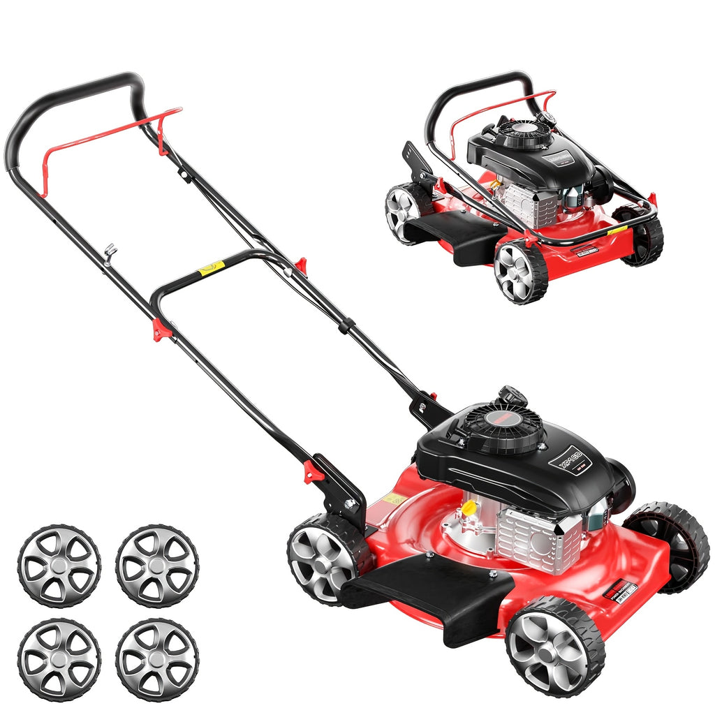21-Inch Cutting Deck, 144cc 4-Stroke Engine, 2-in-1 Function (Side Discharge/Mulching), Lightweight for Small Yards Under 1/4 Acre (Hand Push)
