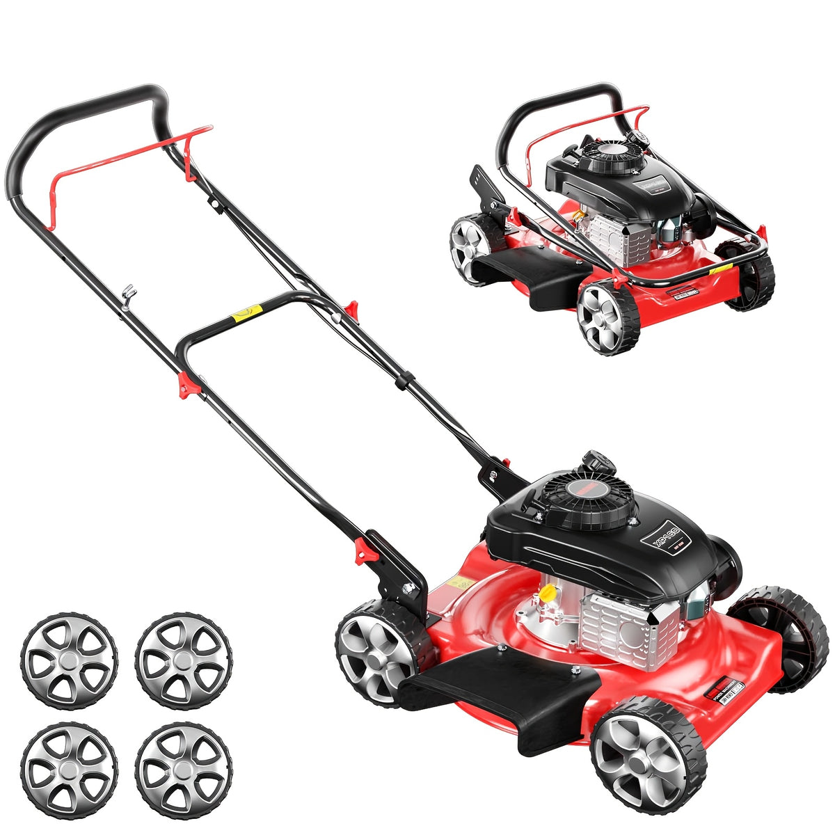 21-Inch Cutting Deck, 144cc 4-Stroke Engine, 2-in-1 Function (Side Discharge/Mulching), Lightweight for Small Yards Under 1/4 Acre (Hand Push)