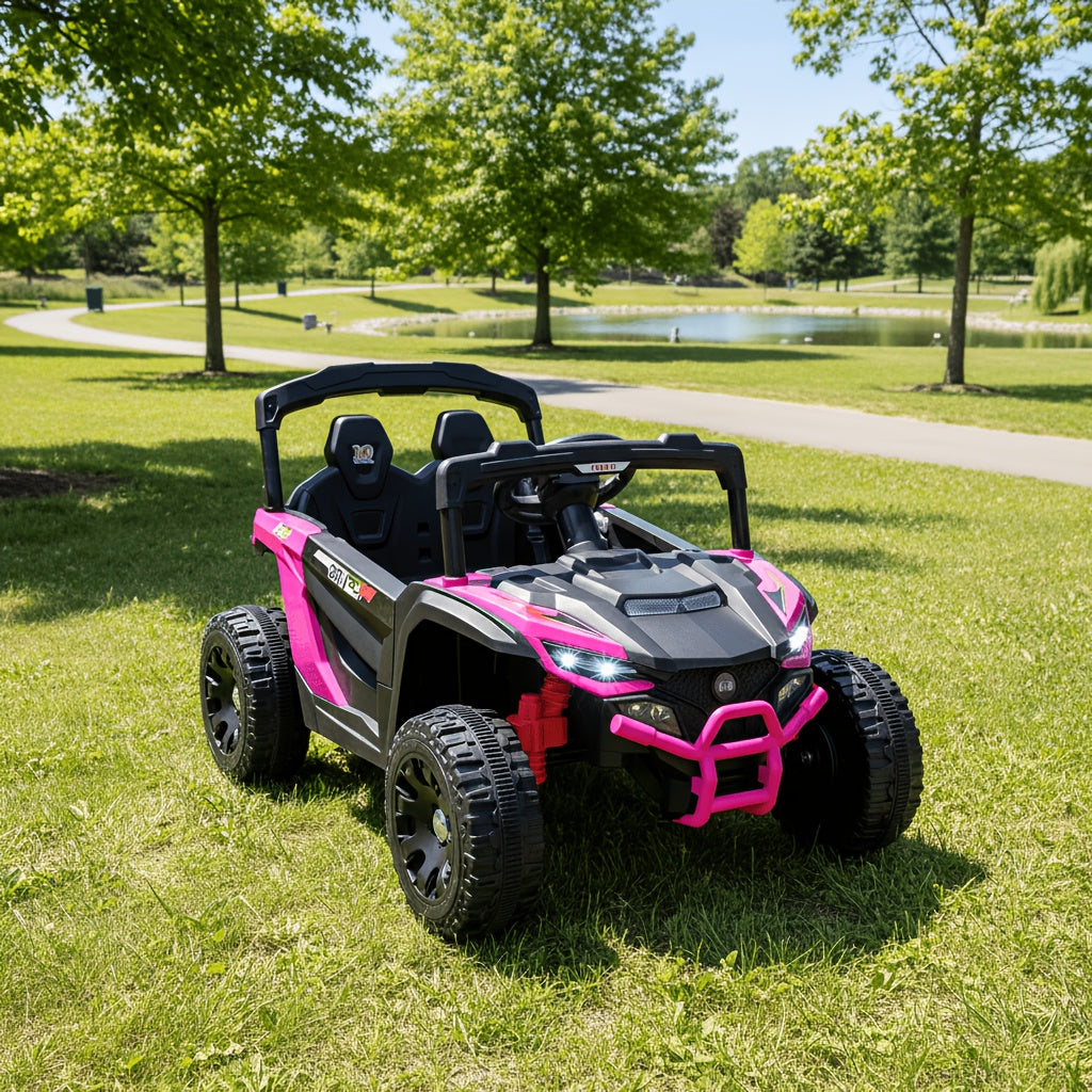 Kids Electric Ride-On UTV for Outdoor Play, Dual Driving Modes, Remote Control, LED Headlights and Spring Suspension