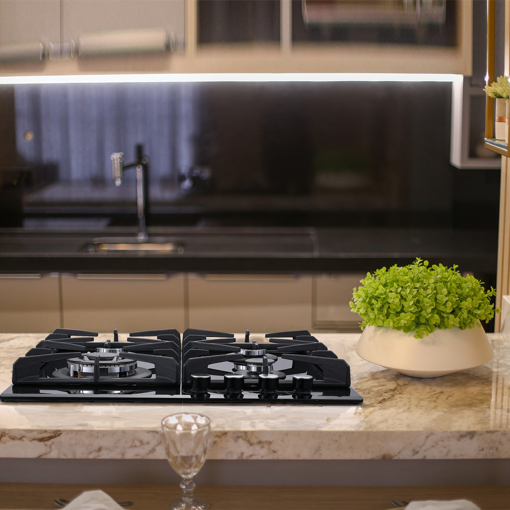 Gas Cooktop for Everyday Meal Preparation, 24-Inch Four-Burner Design for Kitchen Cooking Tasks