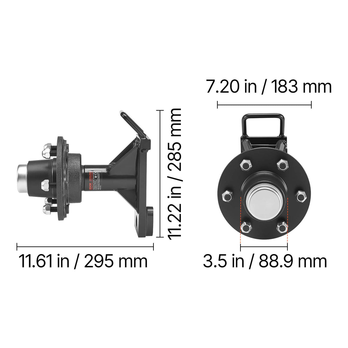 VEVOR Shipping Container Wheels 6-Lug / 8-Lug Wheels Kit, Heavy Duty Shipping Container Axle with Ratchet Tie Down-Moves 20 ft - 40 ft, Secure Transport for Dock, Warehouse, Construction Site, Black