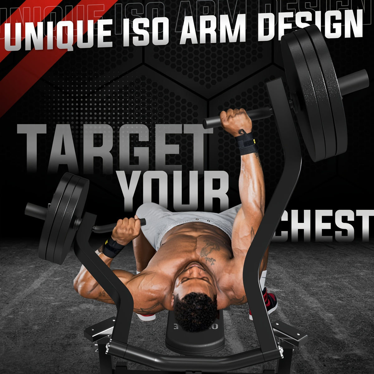 Chest Press Machine, 1250LBS Capacity with Independent Converging Arms, Adjustable Flat Incline Fitness Bench for Home Gym