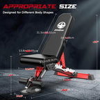 HASIMAN 1200LB Heavy-Duty Adjustable Weight Bench - Strength Training, Dual Rails & C-Lock Safety for Home Gym