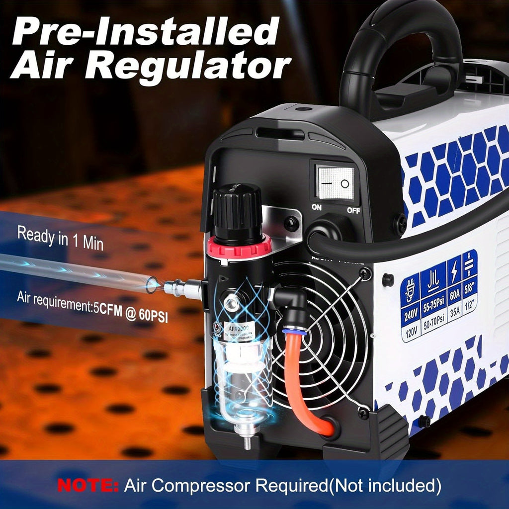 Reboot Plasma Cutter Non-High Frequency Non-Touch Pilot Arc, 120V/240V Dual Voltage, 1 Inch Max Cut 5/8 Inch Clean Cut, Mesh Cutting, 2T/4T, Large LED Display for Beginners