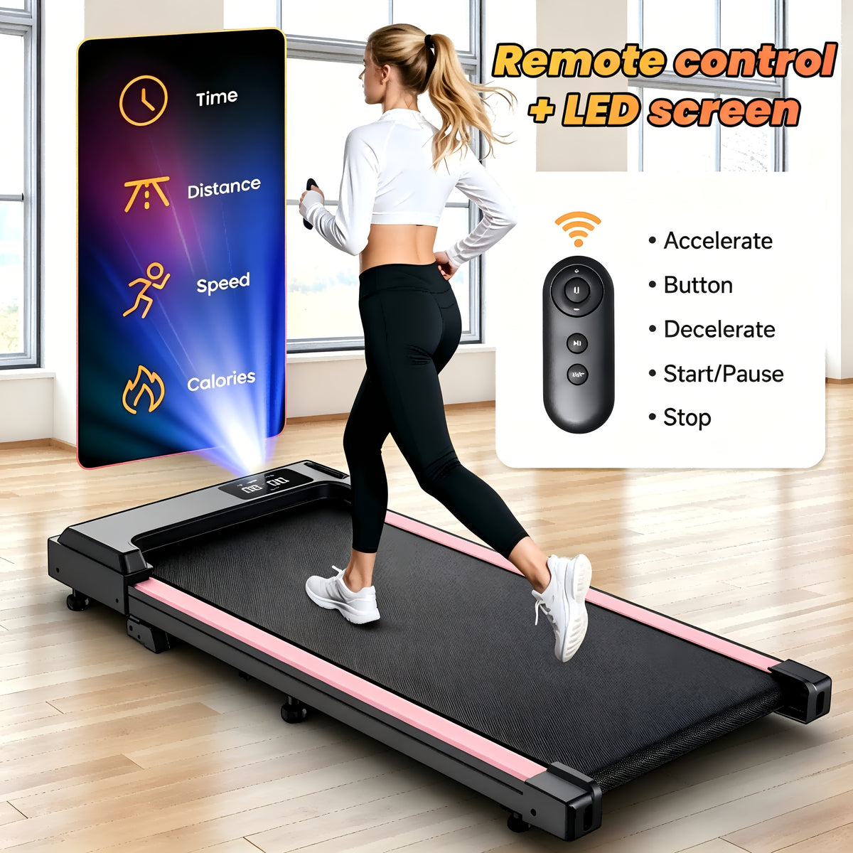 Portable 15% Incline Under Desk Walking Pad Treadmill, 2.5HP Lightweight Home Office Fitness Treadmill, 4-in-1 Walking Pad for Walking And Jogging Quiet, 265Lbs Capacity with Remote Control & LED Display, Walking Training, Weight Loss for Women