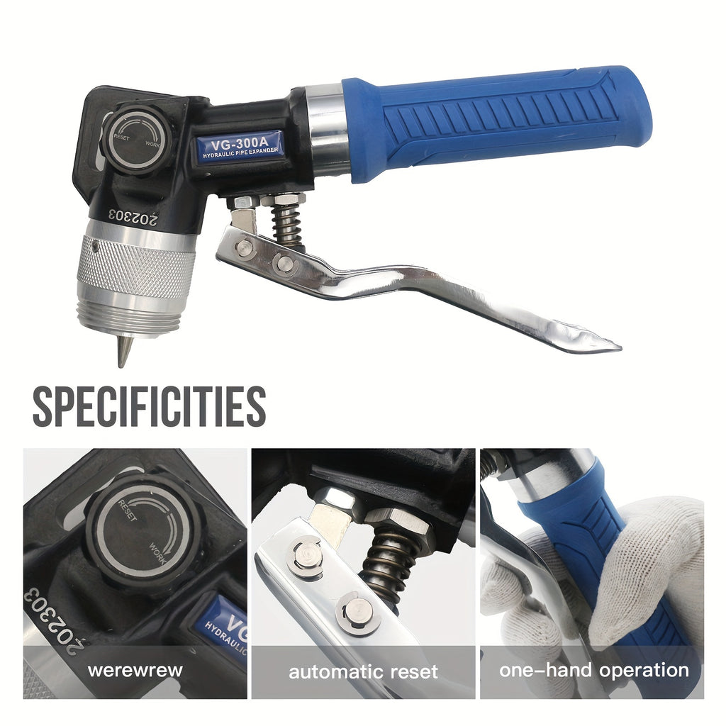 [Hydraulic Swaging Tool] Tube Expander Hydraulic Swaging & Expanding Tool Kit, 3/8" to 1-1/8" Range, Includes 7 Interchangeable Heads