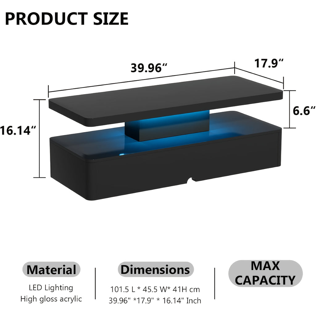 Modern LED Coffee Table for Living Rooms and Patios in Black or White with 16-Color Lighting