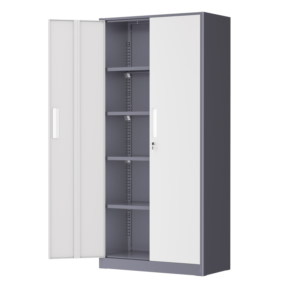 71"H Metal Storage Lockers with Locking Doors And 4 Adjustable Shelves for Hallway, Home Office, Garage, Entrance Hall Storage Cabinet