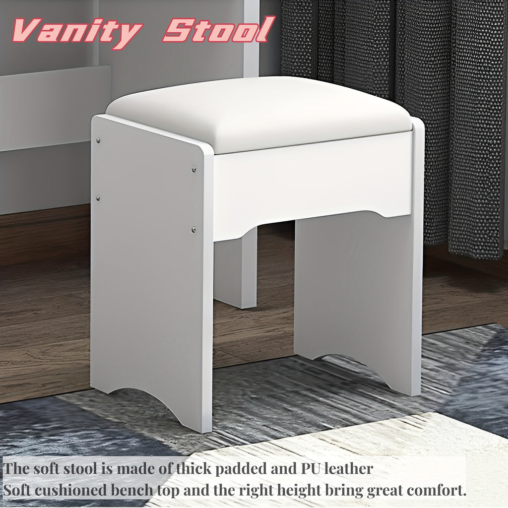 White Dressing Table with Sliding Mirror And Stool 4 Drawers Home High-End Bedroom Dressing Cabinet Integrated Small Apartment