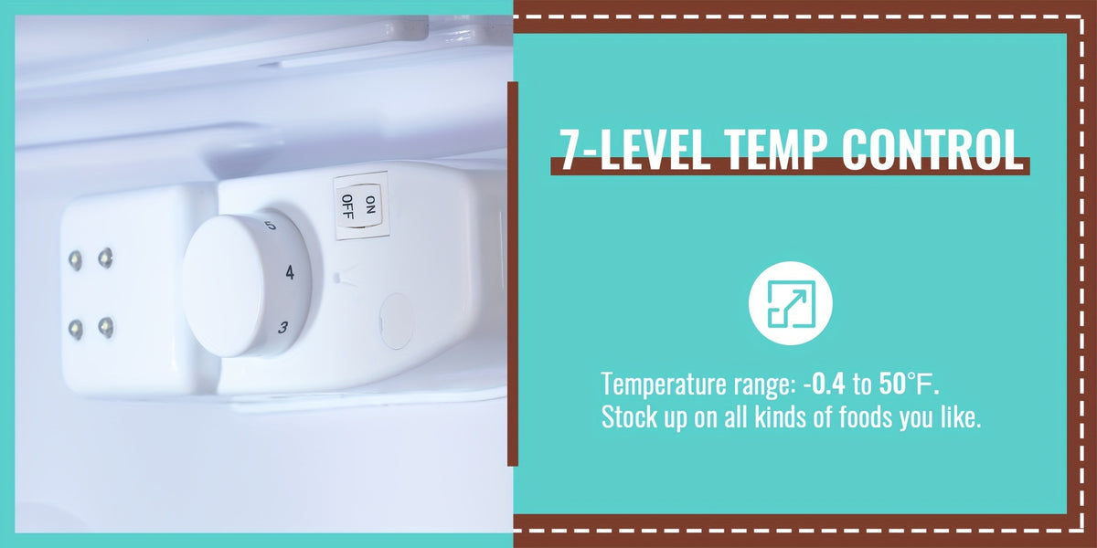 Mini Refrigerator with Separate Freezer and 7-Level Thermostat — WANAI Black, 3.5 or 4.5 Cu. Ft.