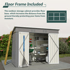 Outdoor Metal Storage Shed, 8' x 4' Gray Backyard Organizer with Lockable Door and Floor Frame