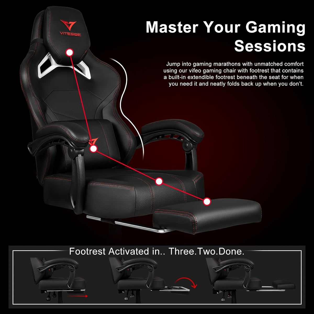 Big And Tall Gaming Chair 400lb Weight Capacity With Footrest, Ergonomic Video Game Chair For Adults With Oversized Headrest And Lumbar Pillow, Computer Chair Gaming For Office