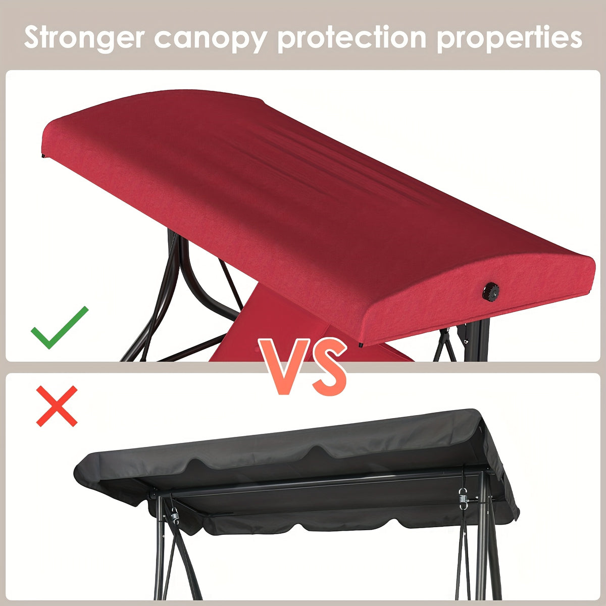 3 Person Patio Porch Swing Outdoor Converting Swing Glider Hammock with Adjustable Canopy, Cushions for Outside Backyard, Garden(Pillow Not Included)