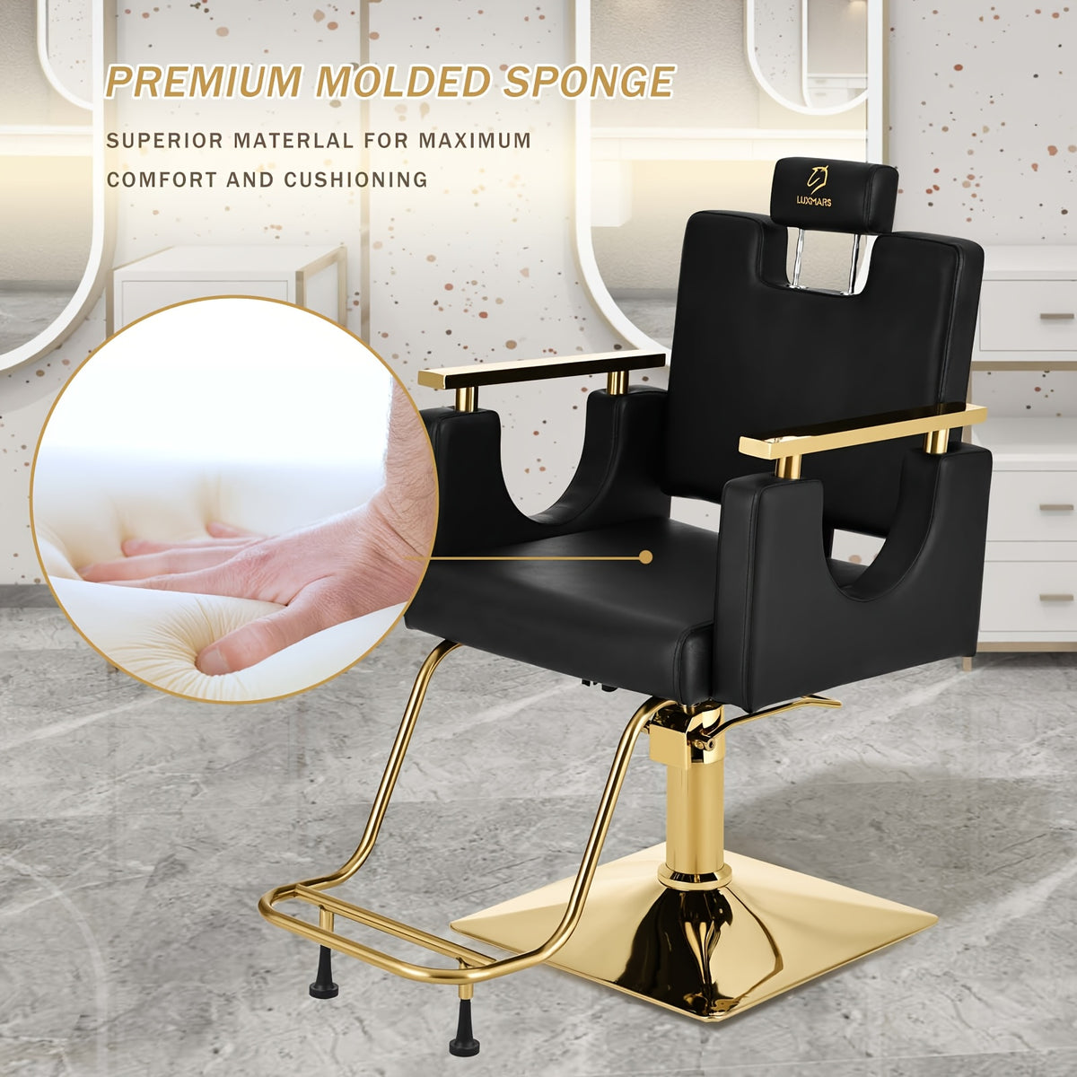 Salon Chair Hydraulic Barber Chair 360 Degrees Rolling Swivel Barber Chairs, Hydraulic Reclining Barber Chair for Barbershop Hair Salon Spa Equipment