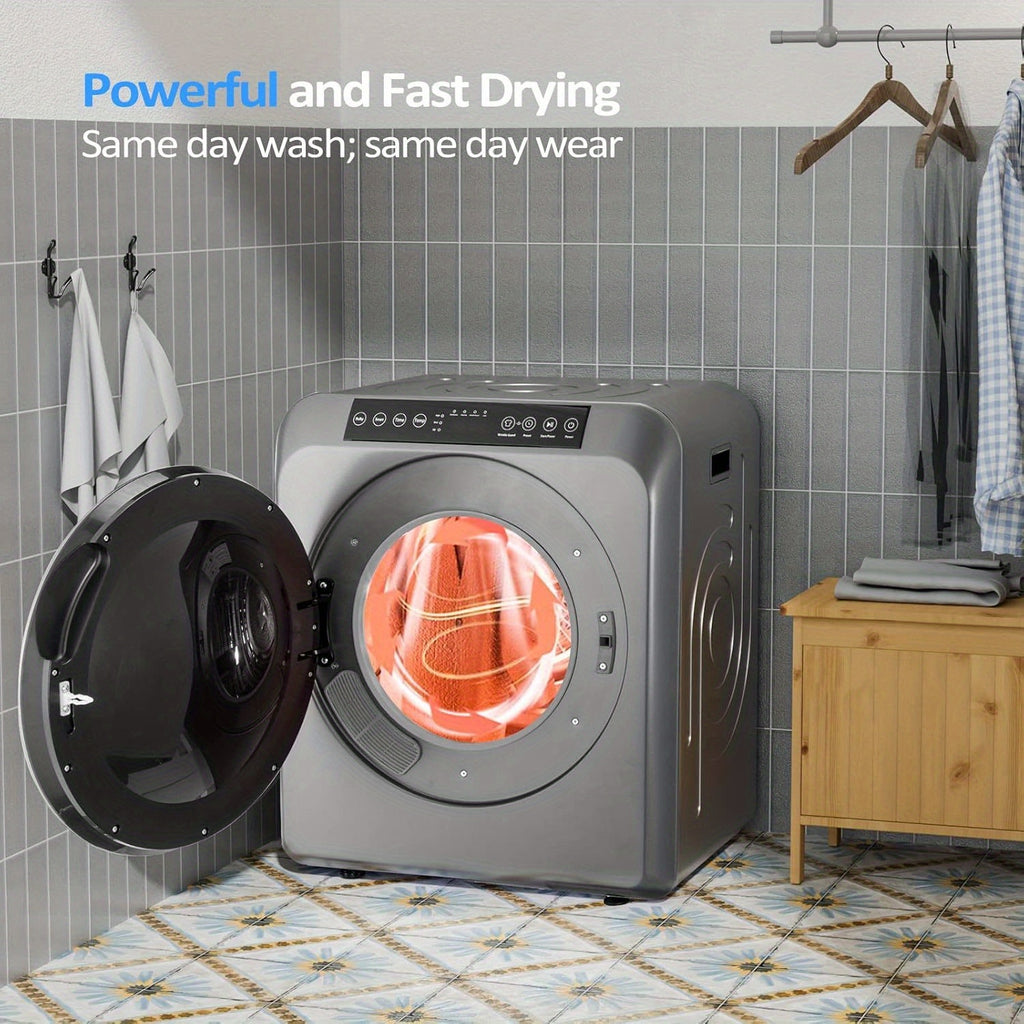 13.2LBS Portable Clothes Dryer for Apartments - 3.5 Cu.Ft Compact Front Load Dryer with LCD Touch Panel, Stainless Steel Tub & Quiet Operation, for Home, Dorm, RV