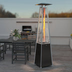 Patio Heater, 2in 1Patio Propane Heater 48, 000 Btu Patio Outdoor Heater, Quartz Glass Tube Propane Heater with Cover And Gloves, Wheels And Ground Nail