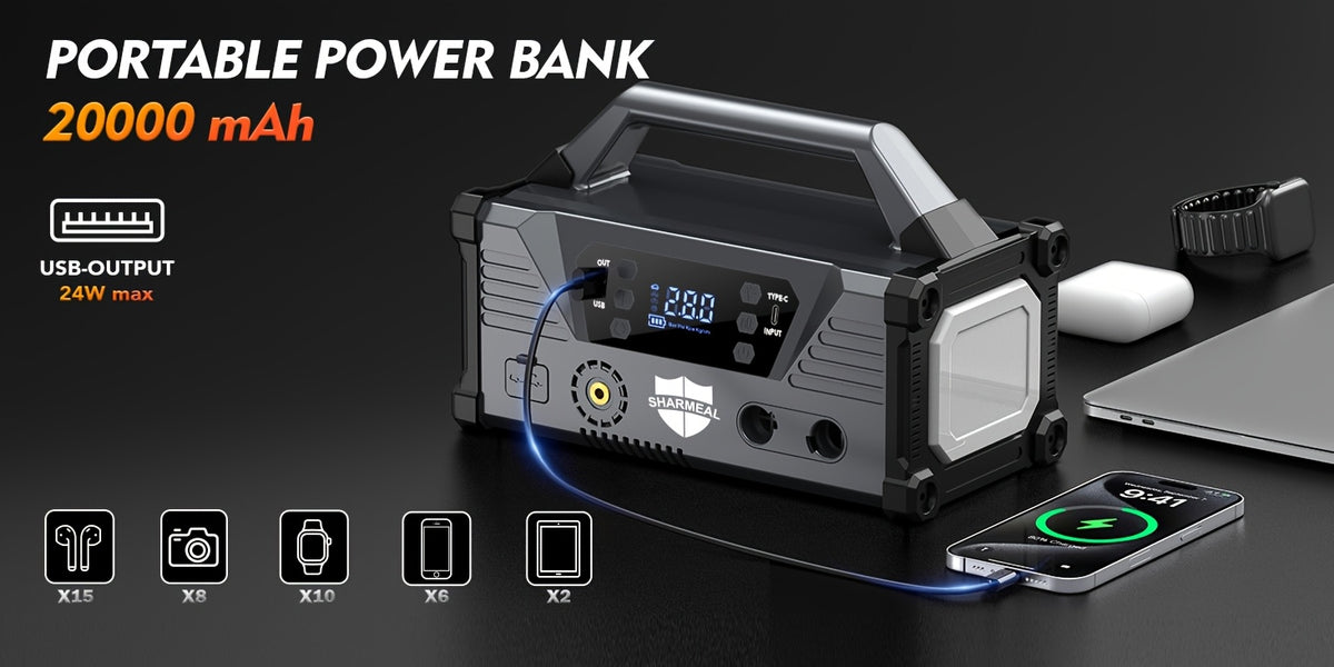 15-in-1 Jump Starter with Air Compressor 26000A 160PSI 30W Charging, Portable Car Battery Jump Starter (All Gas/All Diesel) Jump Box Car Battery Jumper Starter Portable Jumper Cables, LED Lights, Battery Chargers, Winter Essentials, Holiday Gifts.