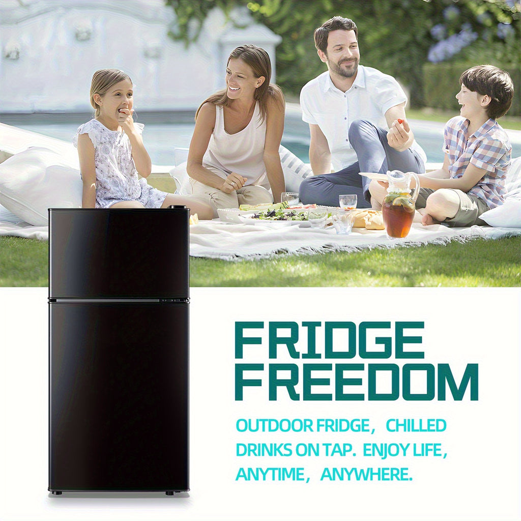 2.4 CU.FT. Mini Fridge with Freezer, Personal Refrigerator, Small Size Refrigerator with 7 Level Adjustable Temperature and Double Door