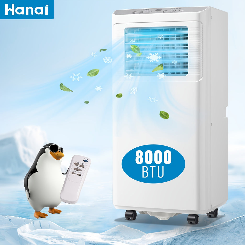 [Up to 8000 BTU Portable AC] Portable Air Conditioner, Air Conditioner with Cooling, Fan, Dehumidifier, Sleep Mode, Cooling Up to 250 Sq.Ft. with 24H Timer/Digital Display/Remote Control & Window Kit, Perfer for Office Bedroom & Apartment