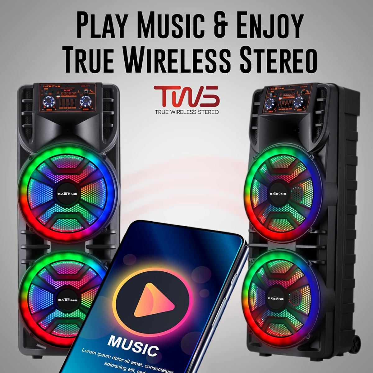 [Ideal Gift] 8000W Portable Karaoke Machine PA System with Dual 12” Subwoofer & 1.5” Tweeter, Wireless Microphone, RGB DJ Lights, Wireless/USB/TF/AUX/FM/TWS, Rechargeable Battery- Sound System for Home, Parties, Events - Ideal Gift for