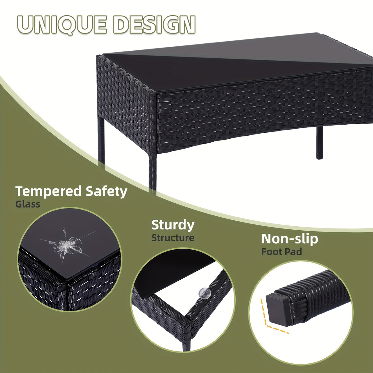 The HARAISEDK Handmade Outdoor Wicker Patio Sofa Set, Combined with A Tempered Glass Coffee Table, Is An All - Weather PE Rattan Furniture Piece That Is Applicable to Courtyards, Patios, Balconies, Backyards, Decks, Bars And Cafes.