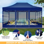 Hoteel 10x15 Heavy Duty Pop Up Canopy Tent with 4 Sidewalls, Commercial Gazebo Party Tent with Mosquito Netting Wall Easy Up Outdoor Instant Screen Tent for Backyard, Beach, Patio, Garden