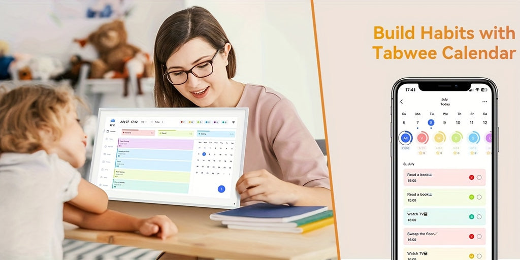[Intelligent 1080P] TABWEE P15 Digital Calendar, 15.6 Inch Electronic Wall Calendar, Intelligent 1920 X 1080 FHD Touch Screen for Organising The Family Planner 2025, Digital Picture Frame(Includes Screws, A Dimension Inspection Card, And A Back Brace)