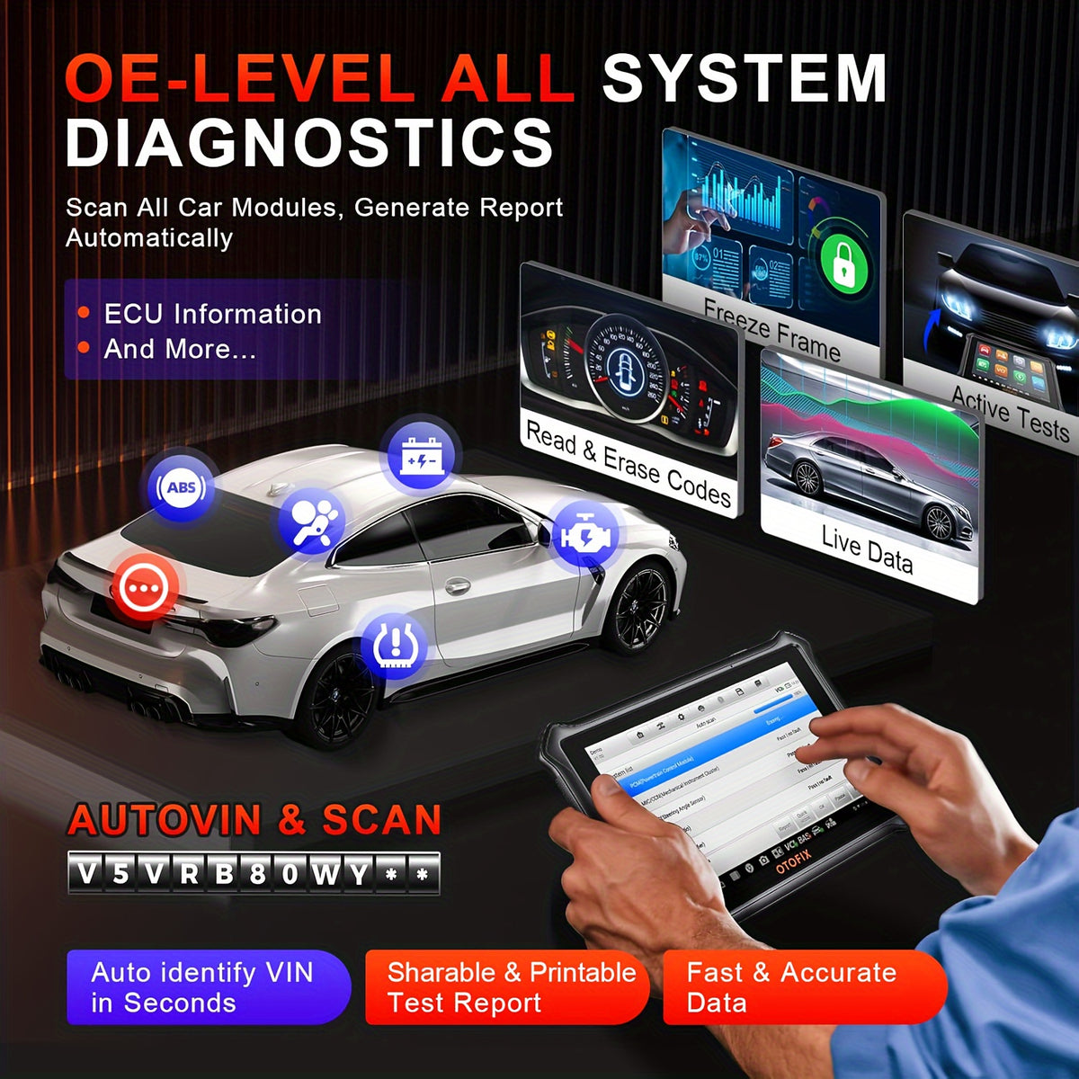 OTOFIX D1 Lite - Wireless Diagnostic OBD2 Scanner - Car Code Reader - Doip CAN FD BUS - Car Diagnostic Scanner - 2 Years Free Update