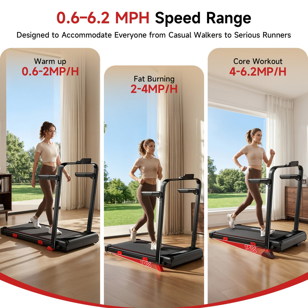 Walking Pad with 13% Incline, 6.3MPH Treadmill for Home Use with Incline, LED Display, 2.5 HP Quiet Small Walking Machine for Home And Office, Maximum User Weight 300Lbs, Suitable for Gift-Giving During Festivals, Without Battery