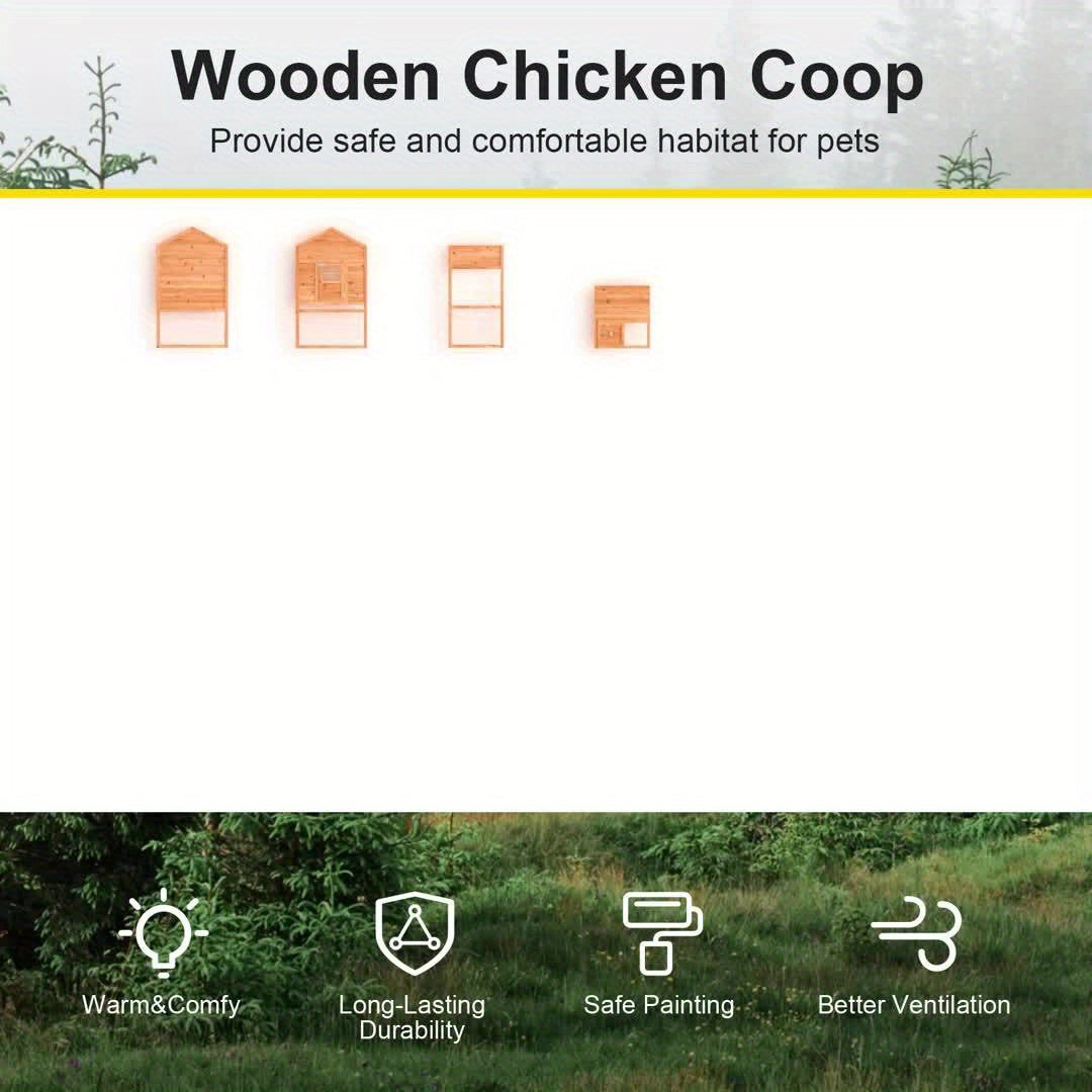 GOJOOASIS 80" Chicken Coop For 2-4 Chickens Outdoor Wooden Hen House Poultry Pet Hutch For Backyard W/Run Cage & Nesting Box, Without Battery
