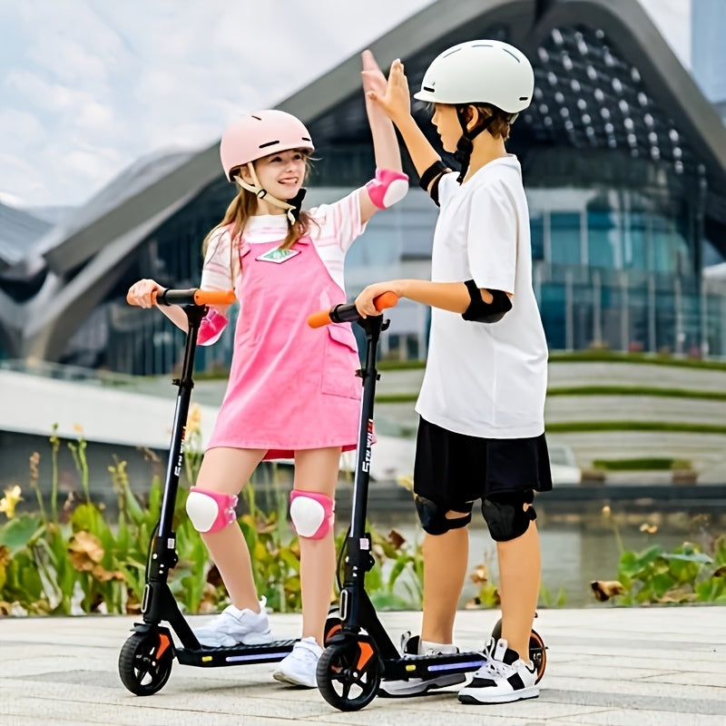 Foldable Kids Electric Scooter with 130W Motor & 10 MPH Speed, 5-Mile Range, 3-Speed Modes, Adjustable Height, Suspension & Rear Brake Suitable for Boys & Girls 6-12 Years, Compact for Short Trips,, Plug