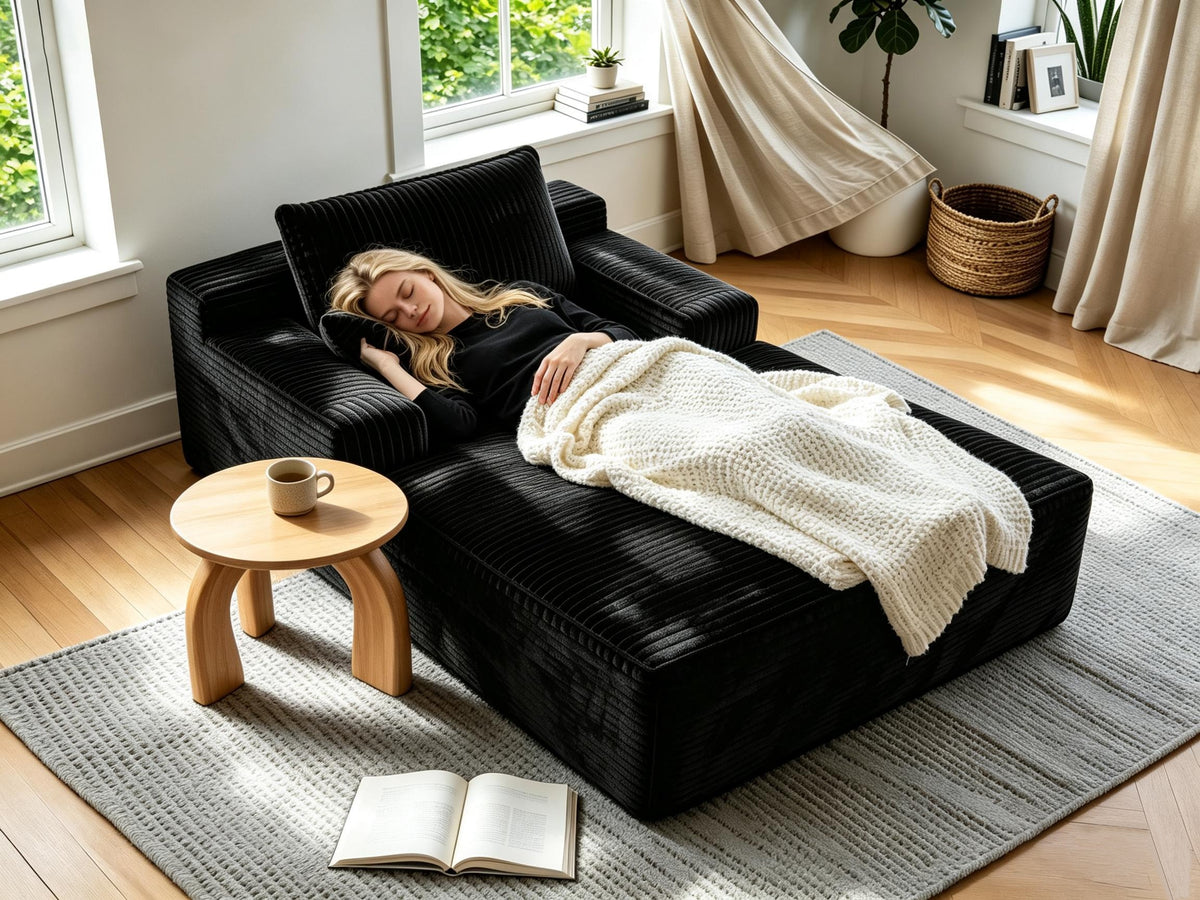 Modular L-Shape Sectional Couc, Single Sofa, Chaise Lounge, Deep Seat, Modern Minimalist UpholsteredCouches with Chaise No Assembly Reguired, Corduroy Fabric, 65"Single Reclining Chaise Lounge
