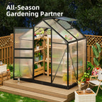 Walk-In Greenhouse with Roof Ventilation, 6 x 4 ft Polycarbonate Garden Structure on an Aluminum Frame