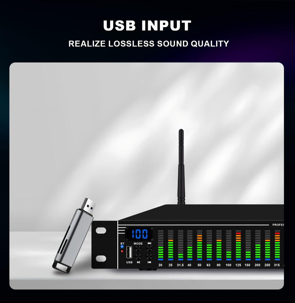 1U-EQ31 Digital Equalizer | Equipped with Real-time Spectrum Analysis, Suitable for Home Audio Systems, Studio Grade Equalizers, And Can Be Used In Conjunction with Audio Amplifiers, Amplifiers, Mixing Consoles, Mixers, Microphones, And Other Equipme