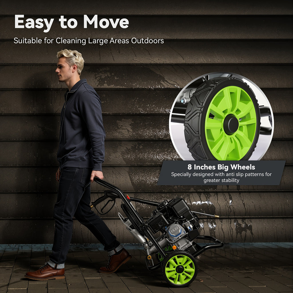 MAX 4200PSI 3GPM 212CC Commercial Gas Pressure Washer, 7.0 HP Professional Gas Power Washer with 5 Nozzles 25ft Hose 33.81oz Foam Bottle for Car Fence Driveway Yard (EPA/CARB/ETL Compliant), Black