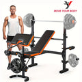 6-In-1 Heavy Duty Weight Bench Set with Adjustable Squat Rack, Leg Developer, And Preacher Curl Pad | Professional & Foldable for Full Body Workout | 600Lbs Capacity for Strength Training
