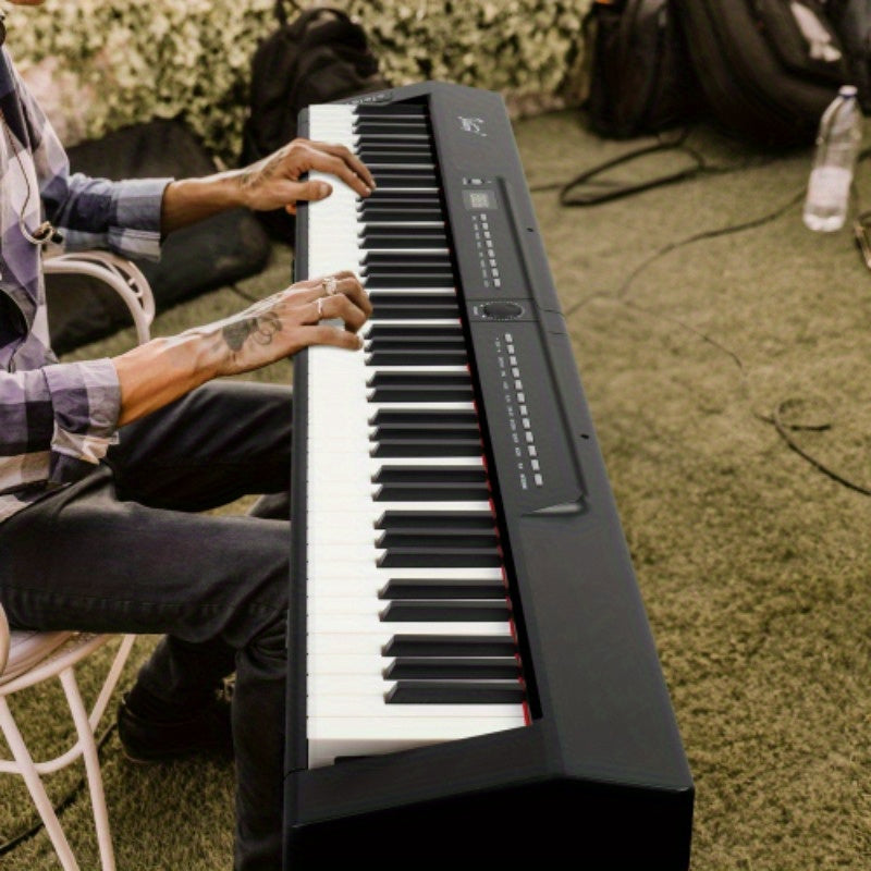 [Portable Electric Piano] 88-Key Semi-Weighted Hammer Action Portable Electric Piano with Dual X-Brace Stand, Black, Model GPP-105/BD-882