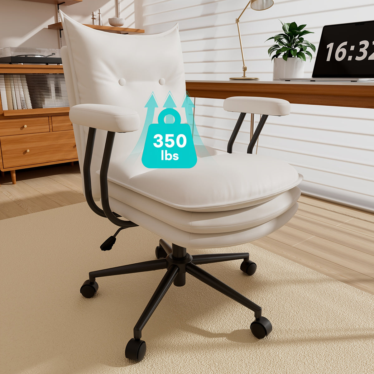 Executive Office Chair — 160° Recline and Footrest for Spacious 400LB Home Office Seating with Casters